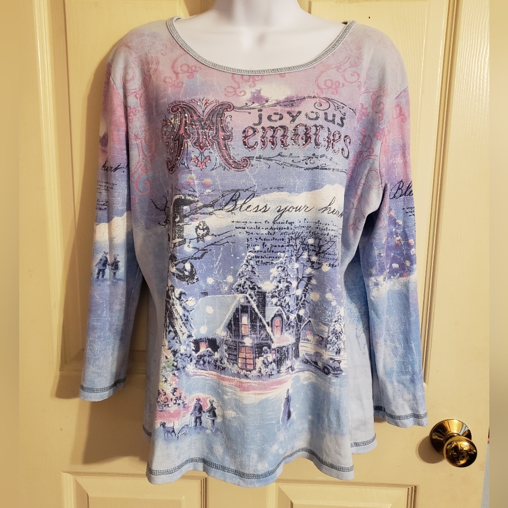 EUC Merry & Bright holiday top size L